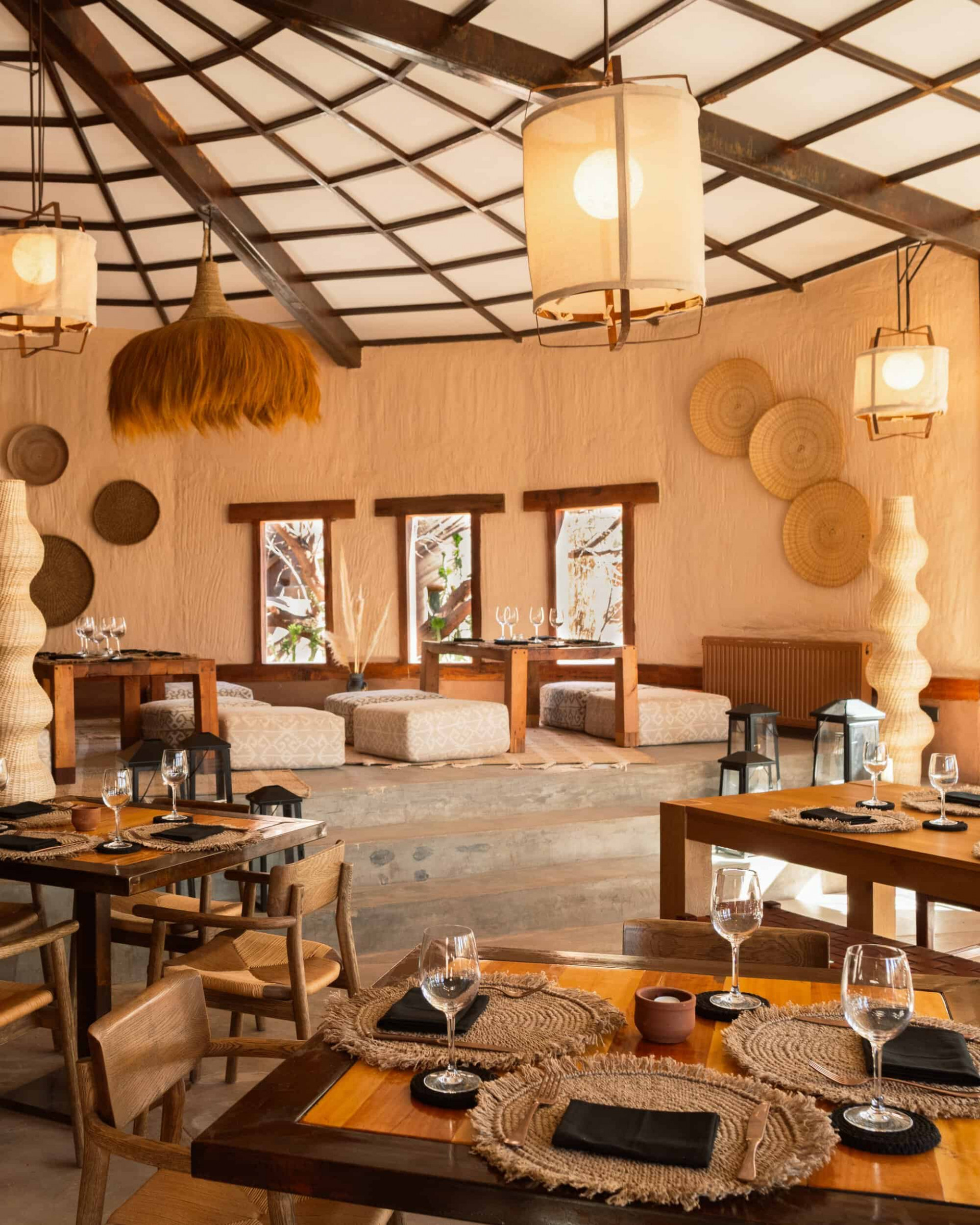 Restaurant with bohemian decor